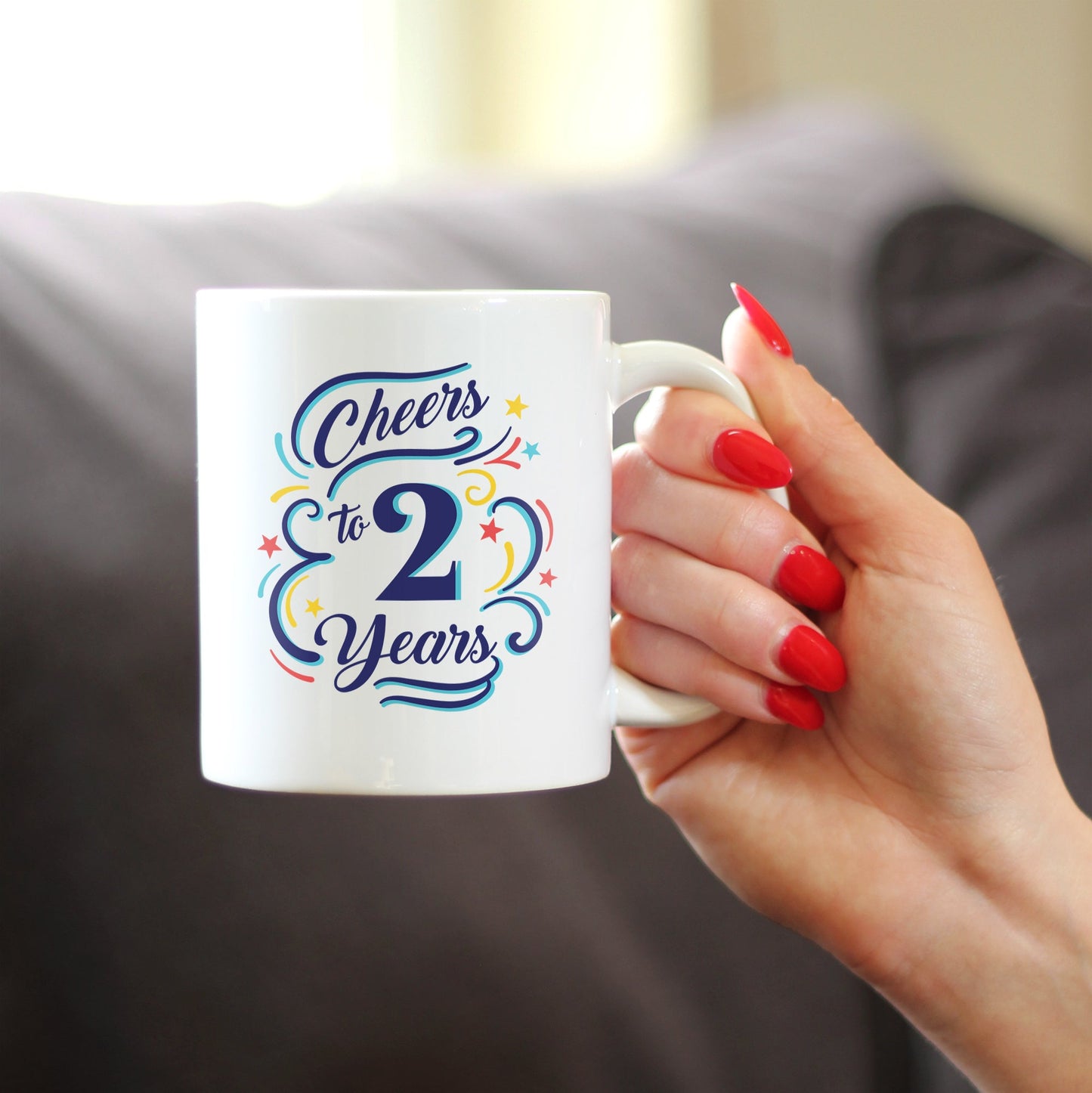 Cheers to 2 Years - Coffee Mug Gifts for Women & Men - 2nd Anniversary Party Decor