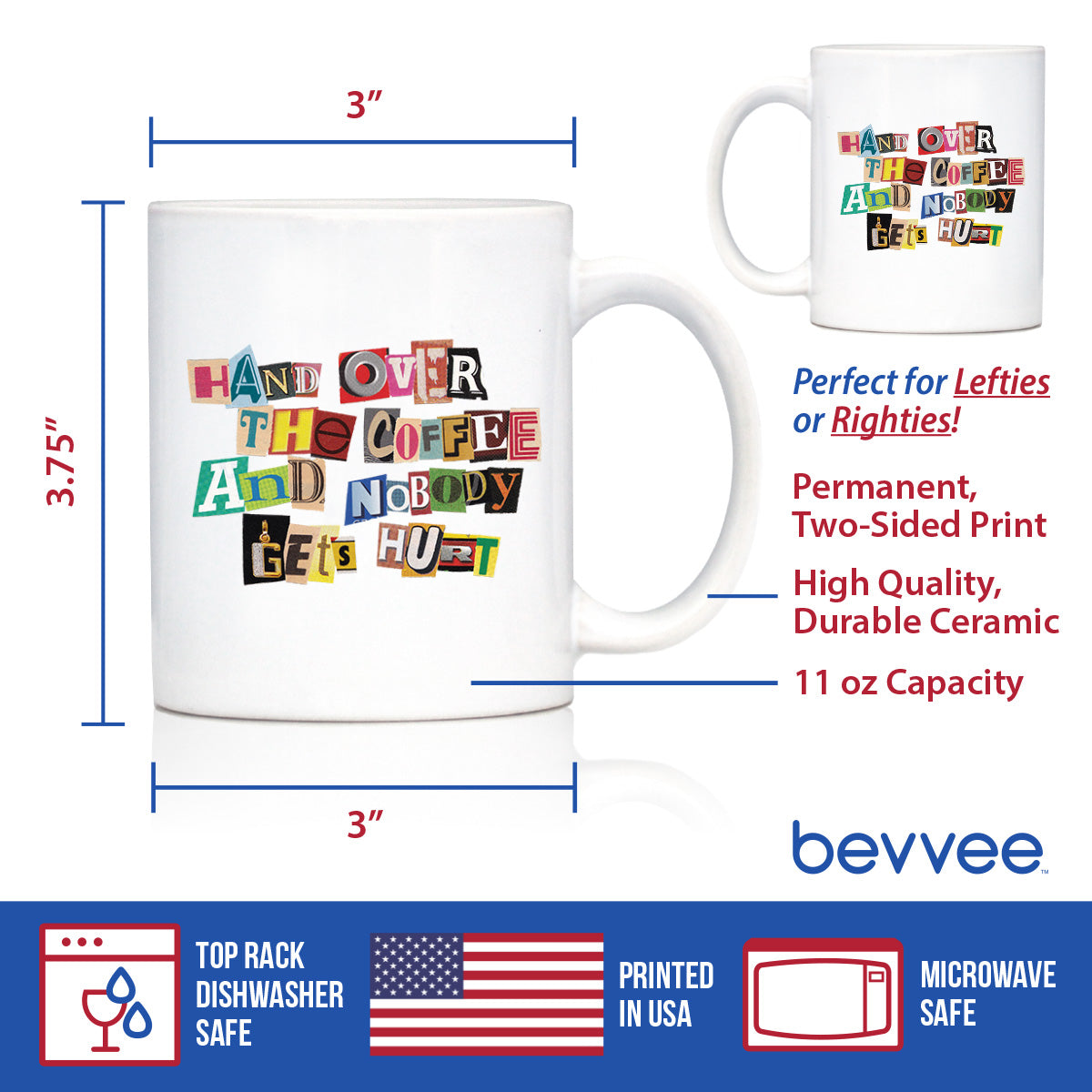 Coffee Ransom Note Coffee Mug - Funny Sarcastic Coffee Mug Gifts for Coffee Lovers - Large 15oz & 11oz White Ceramic Mugs