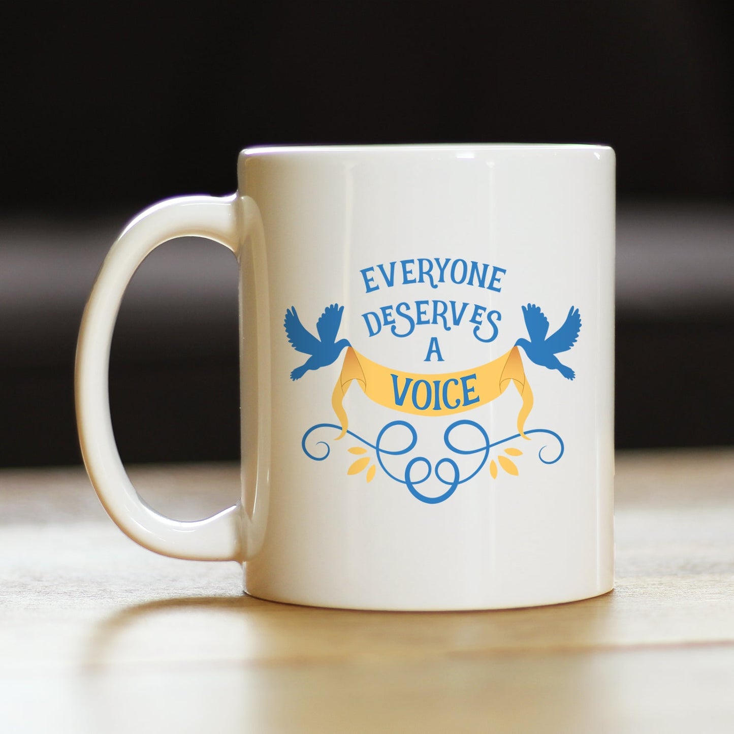 Everyone Deserves A Voice Coffee Mug Cute Thank You Gifts for SLP White Ceramic Coffee Cup