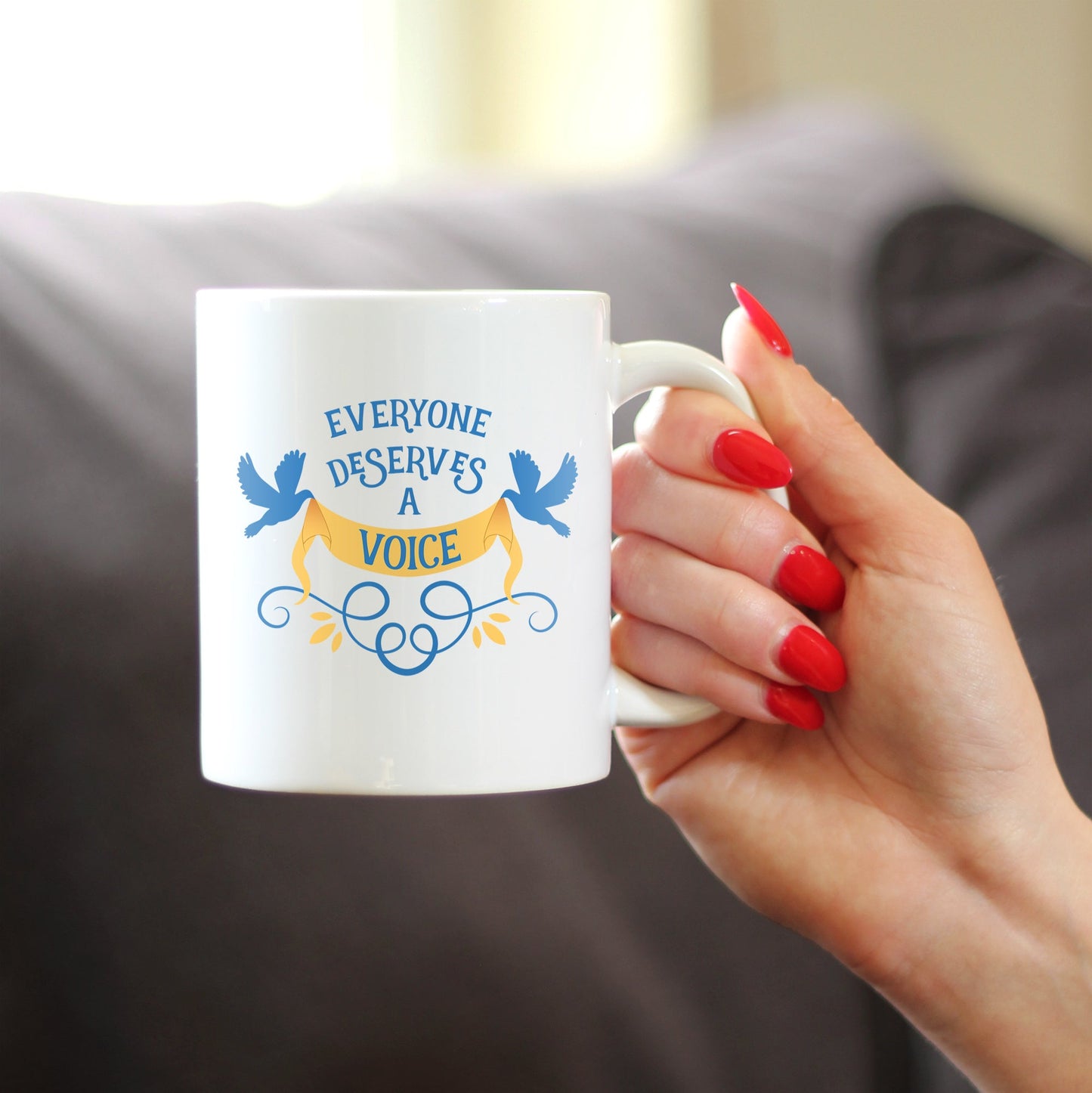 Everyone Deserves A Voice Coffee Mug Cute Thank You Gifts for SLP White Ceramic Coffee Cup