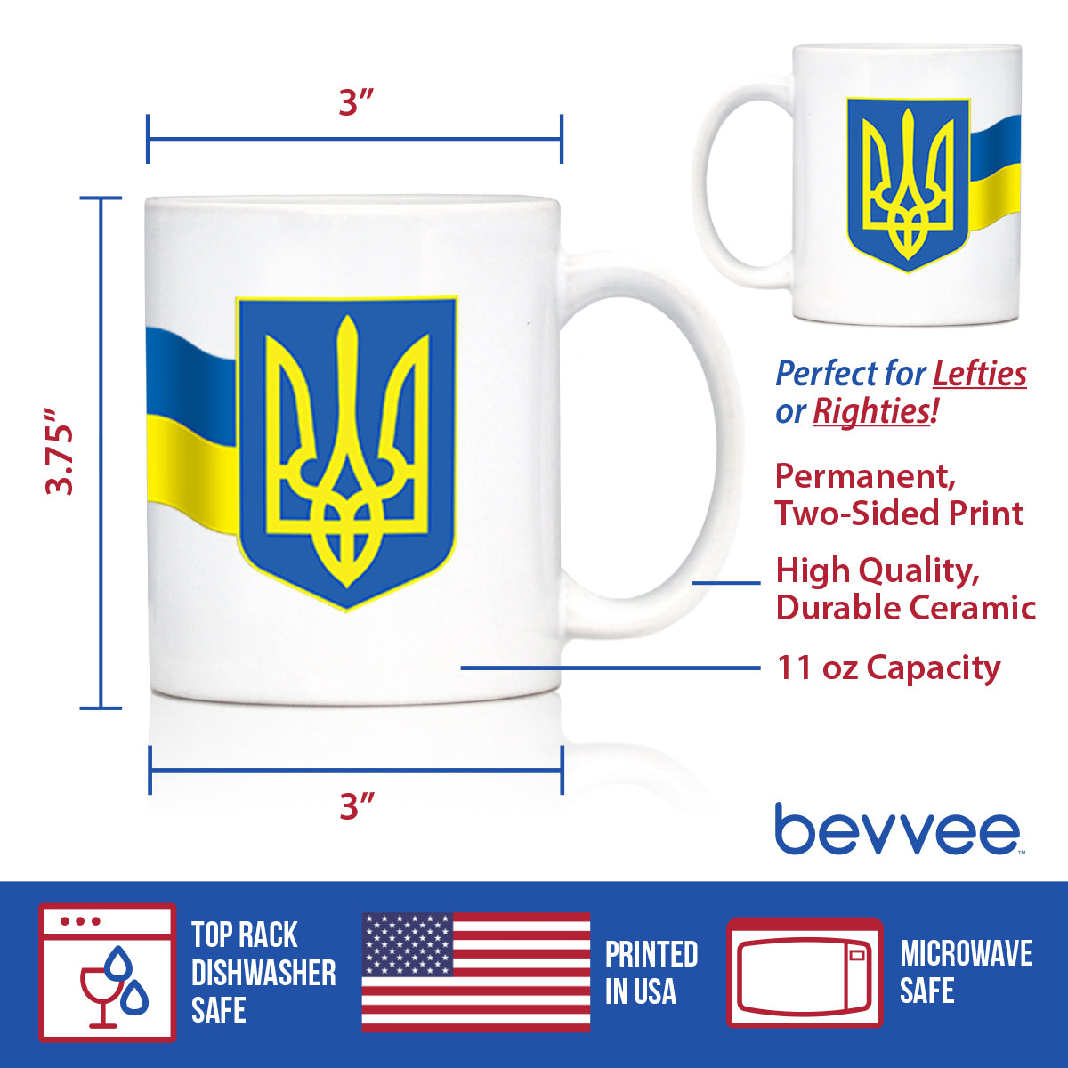 Ukraine Flag Coffee Mug Ukranian Gifts and Souvenirs White Ceramic Coffee Cup