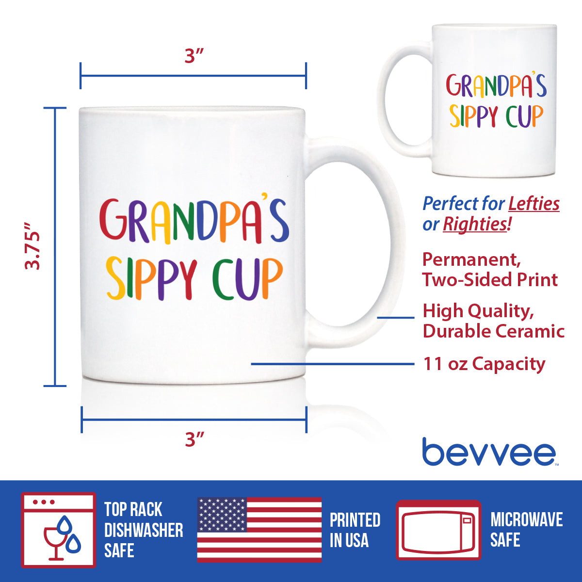 Grandpa's Sippy Cup - Coffee Mug Gift for Grandfathers - Fun Birthday Cups