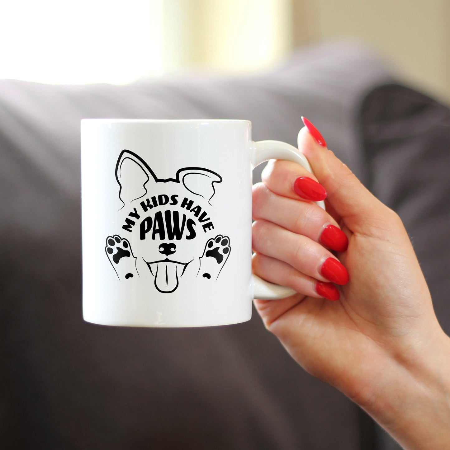Kids Have Paws Dog Coffee Mug Gifts for Dog People White Ceramic Coffee Cup