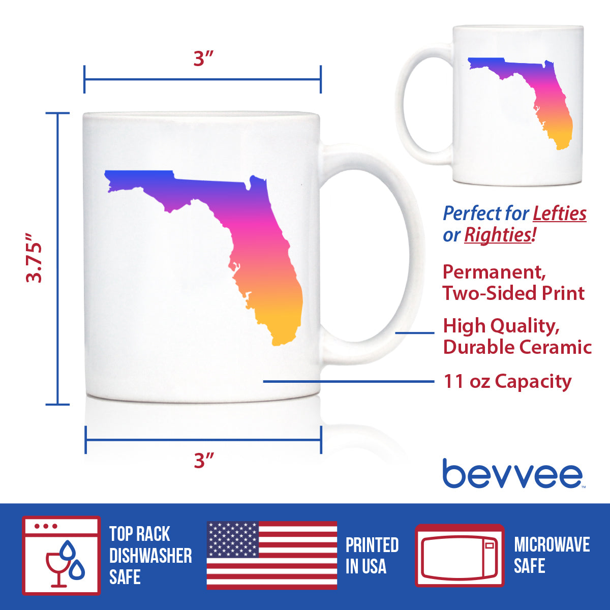 Florida State Outline Coffee Mug - State Themed Drinking Decor and Gifts for Floridian Women & Men