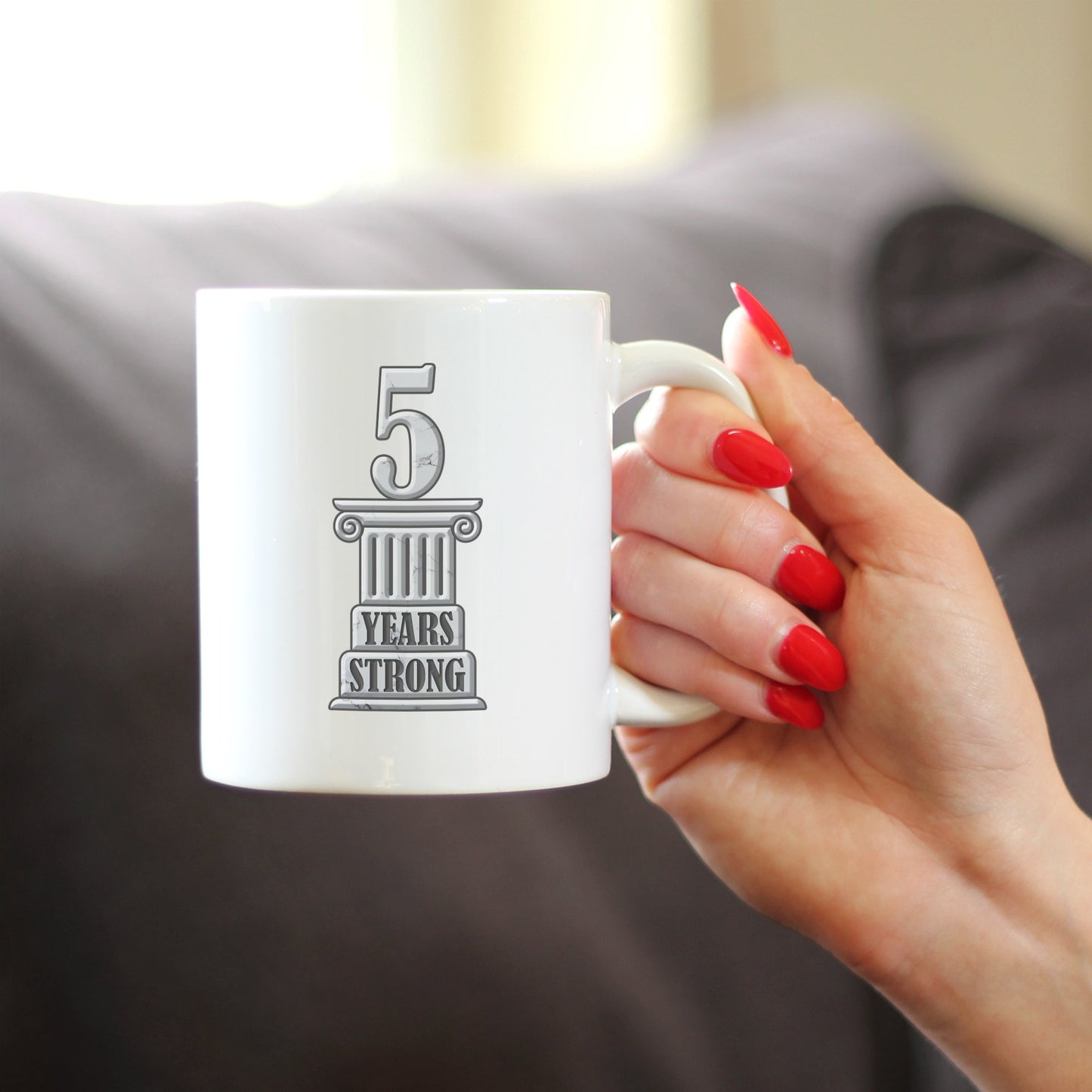 5 Years Strong Coffee Mug Gifts 5th Anniversary Party Decor White Ceramic Coffee Cup