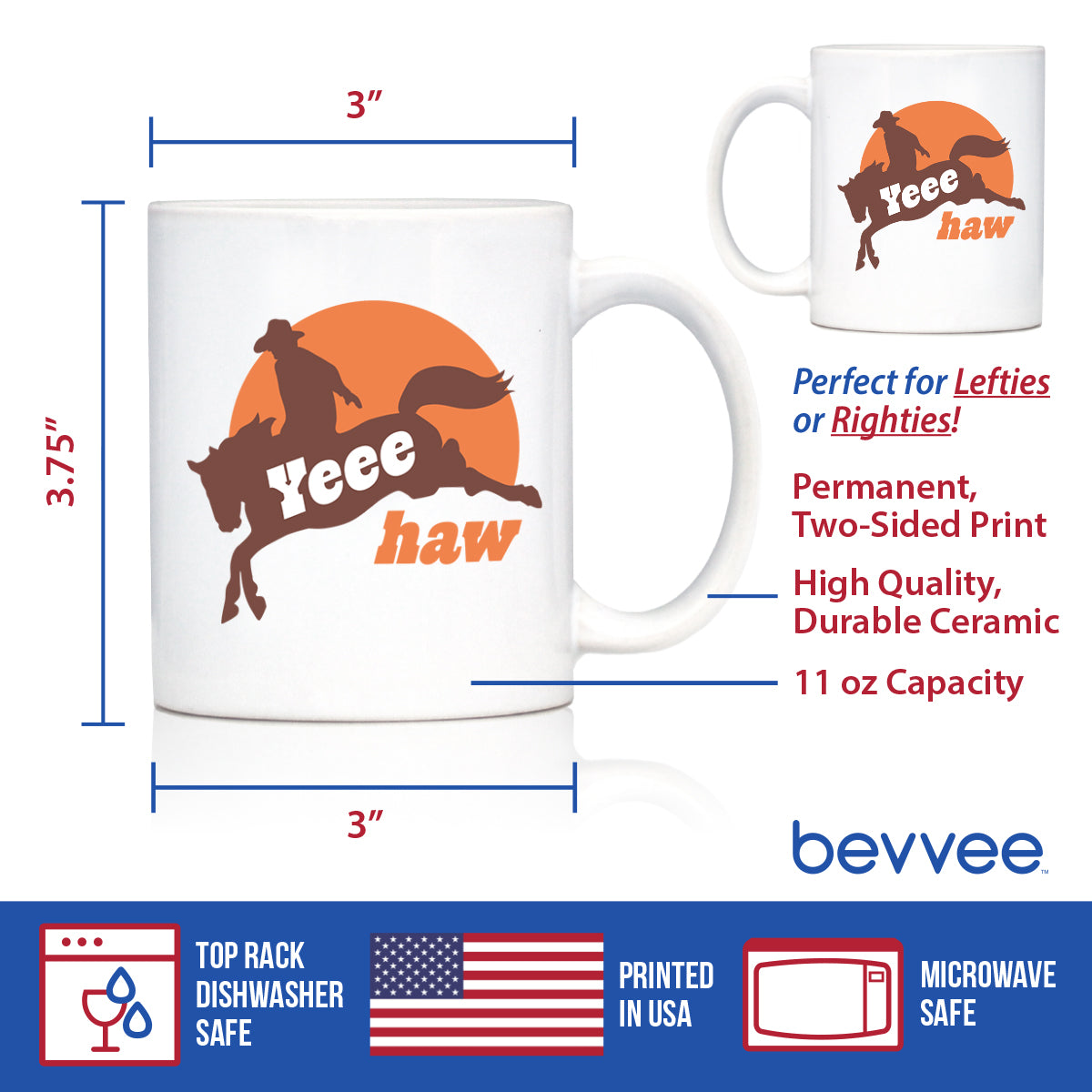 Yeehaw Coffee Mug Rodeo Party Decor & Western Home Decorations White Ceramic Coffee Cup