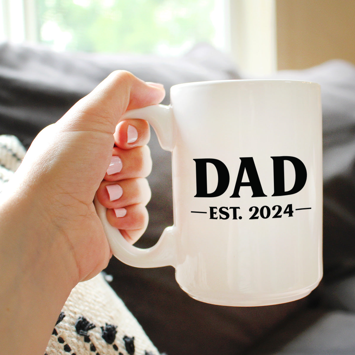 Dad Est 2024 - New Father Coffee Mug Gift for First Time Parents - Bold