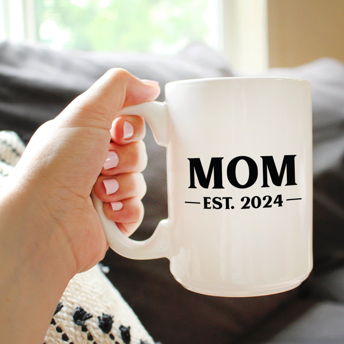 Mom Est 2024 - New Mother Coffee Mug Gift for First Time Parents - Bold