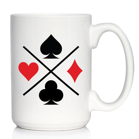 Card Suits Coffee Mug High Quality Gifts for Card Players White Ceramic Coffee Cup