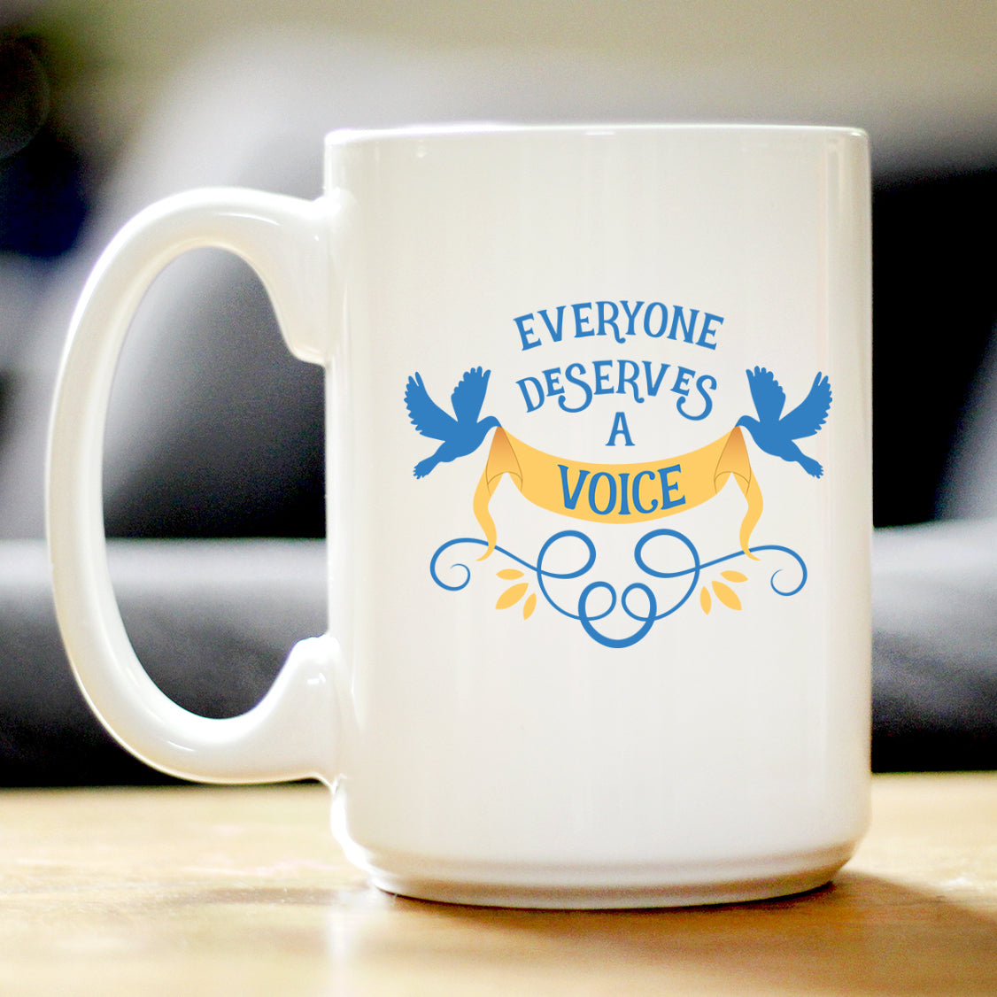 Everyone Deserves A Voice Coffee Mug Cute Thank You Gifts for SLP White Ceramic Coffee Cup