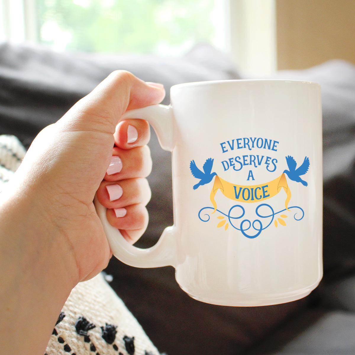 Everyone Deserves A Voice Coffee Mug Cute Thank You Gifts for SLP White Ceramic Coffee Cup