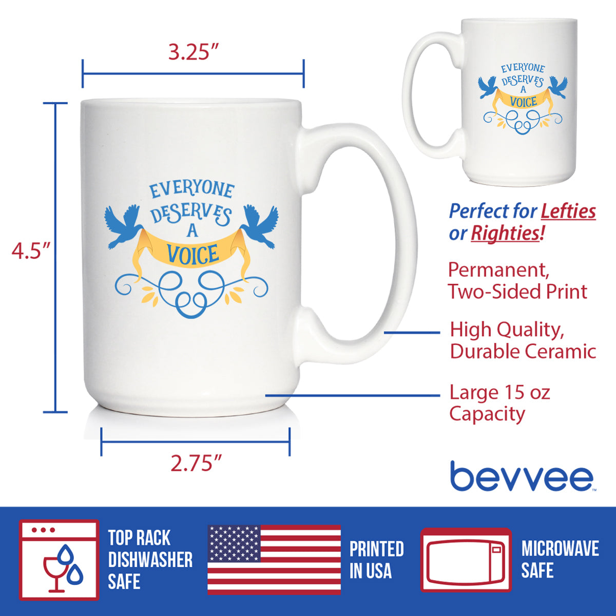 Everyone Deserves A Voice Coffee Mug Cute Thank You Gifts for SLP White Ceramic Coffee Cup