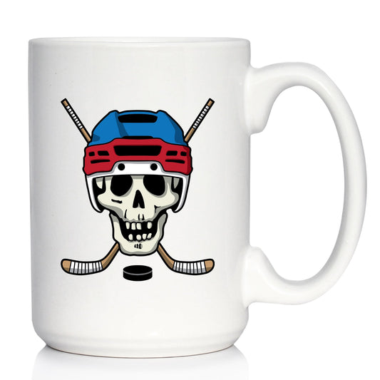 Hockey Skull Coffee Mug Hockey Gifts for Coach or Players White Ceramic Coffee Cup