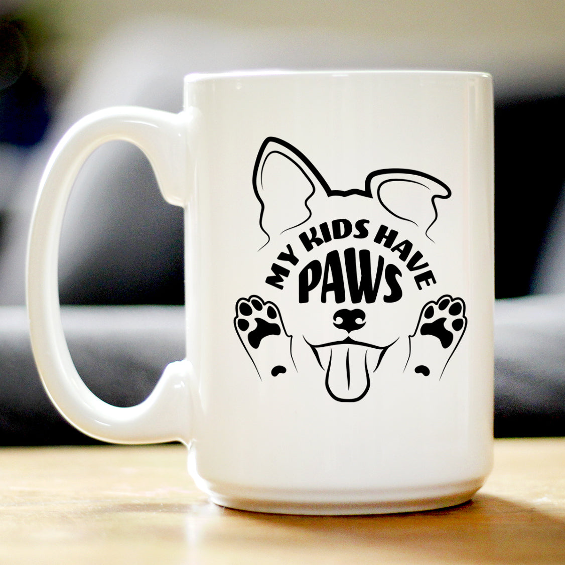 Kids Have Paws Dog Coffee Mug Gifts for Dog People White Ceramic Coffee Cup