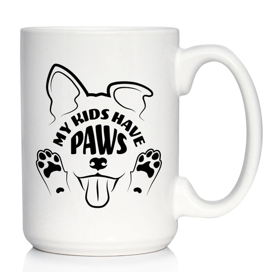 Kids Have Paws Dog Coffee Mug Gifts for Dog People White Ceramic Coffee Cup