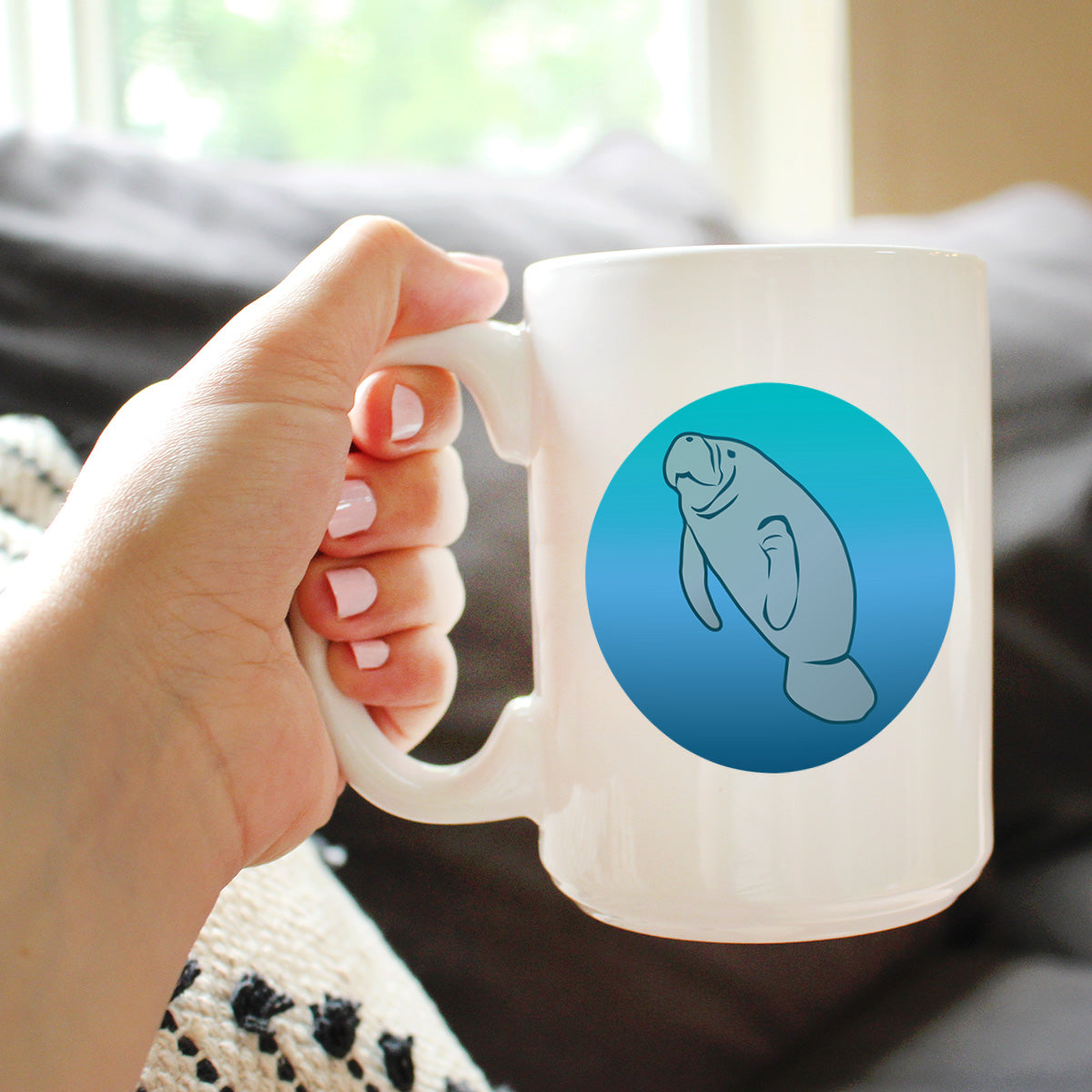 Manatee Coffee Mug - Cute Ocean Animals Themed Decor and Gifts for Sea Creature Lovers