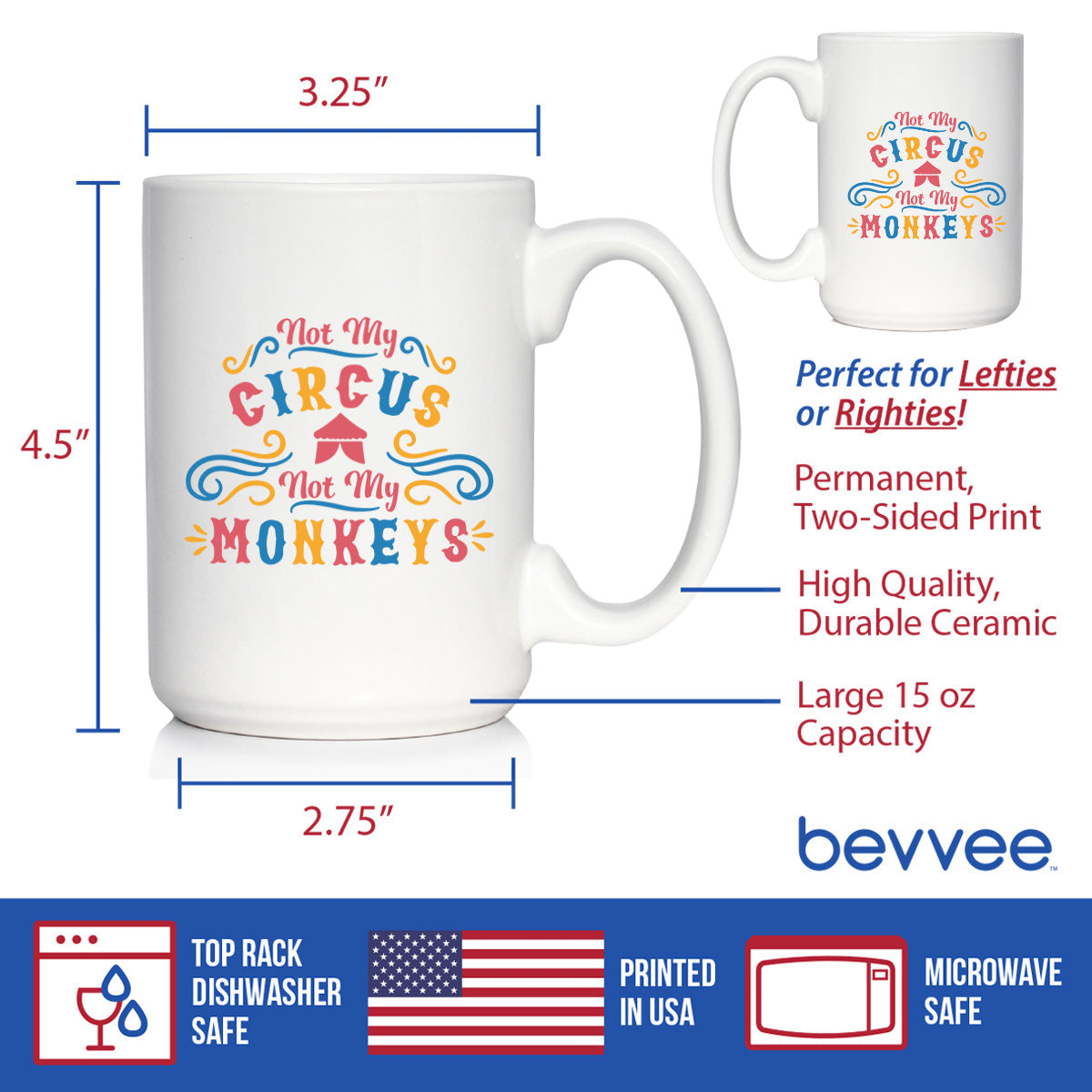 Not My Circus Not My Monkeys Coffee Mug - Fun Retirement Gift For Coworkers