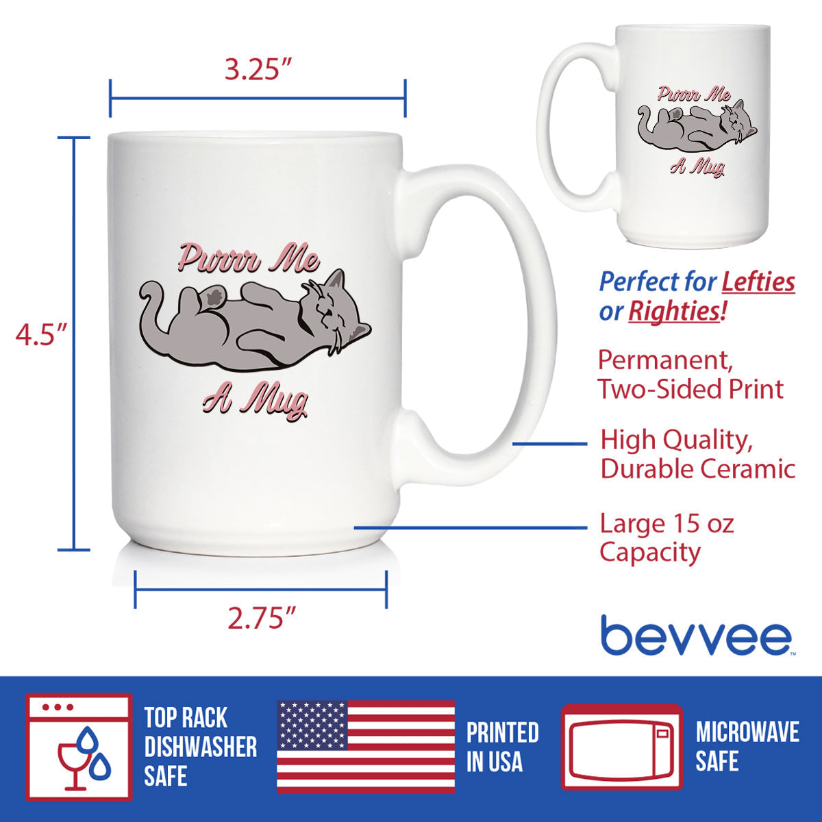 Purr Me A Mug – Cat Coffee Mug - Funny Gifts for Cat Moms