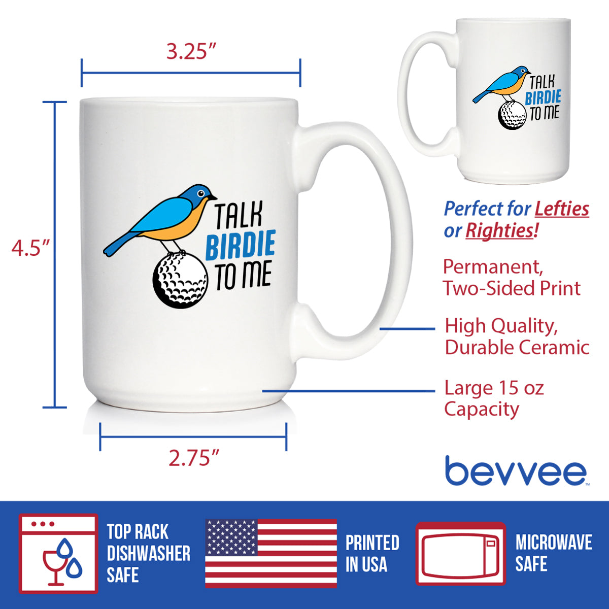 Talk Birdie Coffee Mug Funny Golf Gifts White Ceramic Coffee Cup