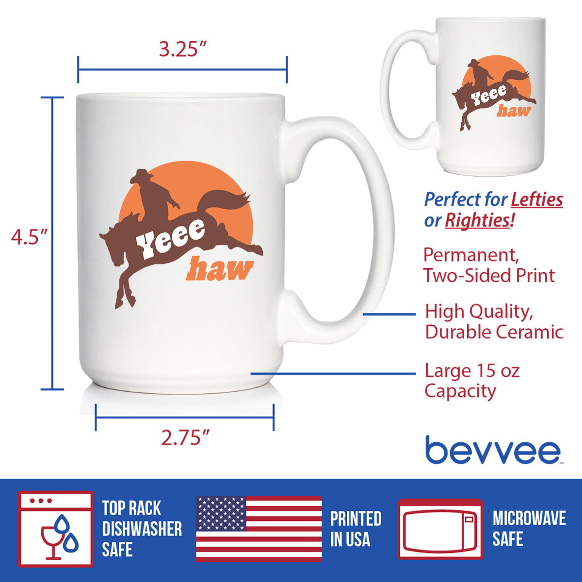 Yeehaw Coffee Mug Rodeo Party Decor & Western Home Decorations White Ceramic Coffee Cup
