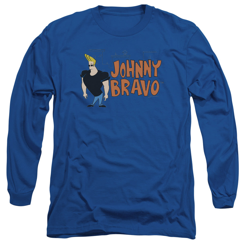 Johnny Bravo Johnny Logo Mens Long Sleeve Shirt Royal Blue Officially Licensed