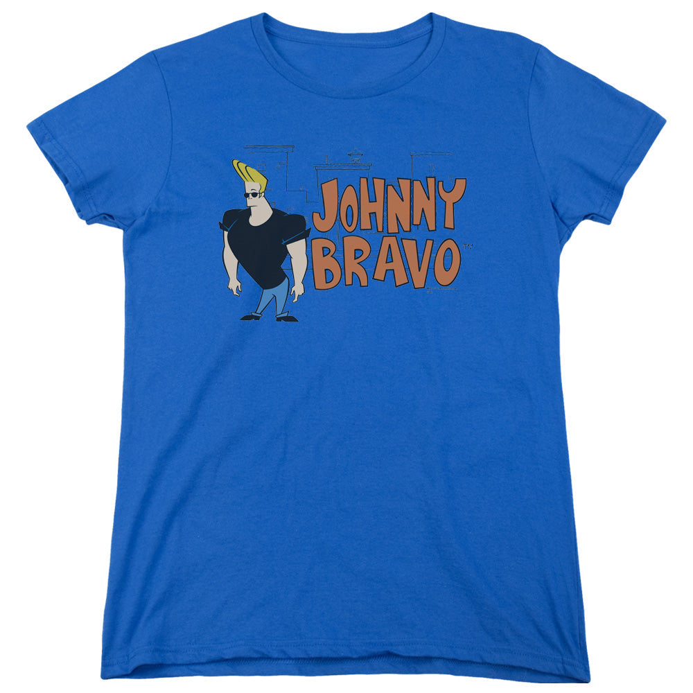 Johnny Bravo Johnny Logo Womens T Shirt Royal Blue Officially Licensed