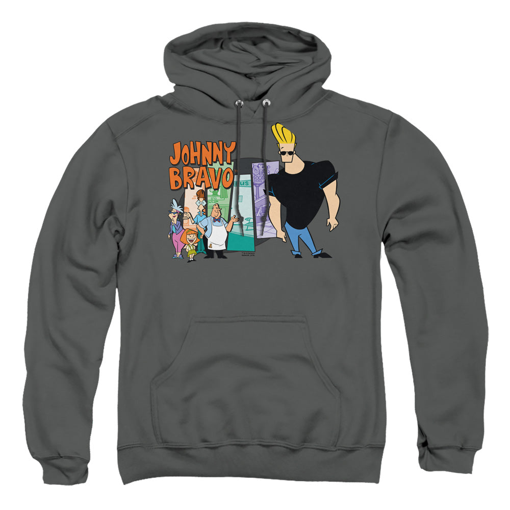 Johnny Bravo Johnny &Amp; Friends Mens Hoodie Charcoal Officially Licensed