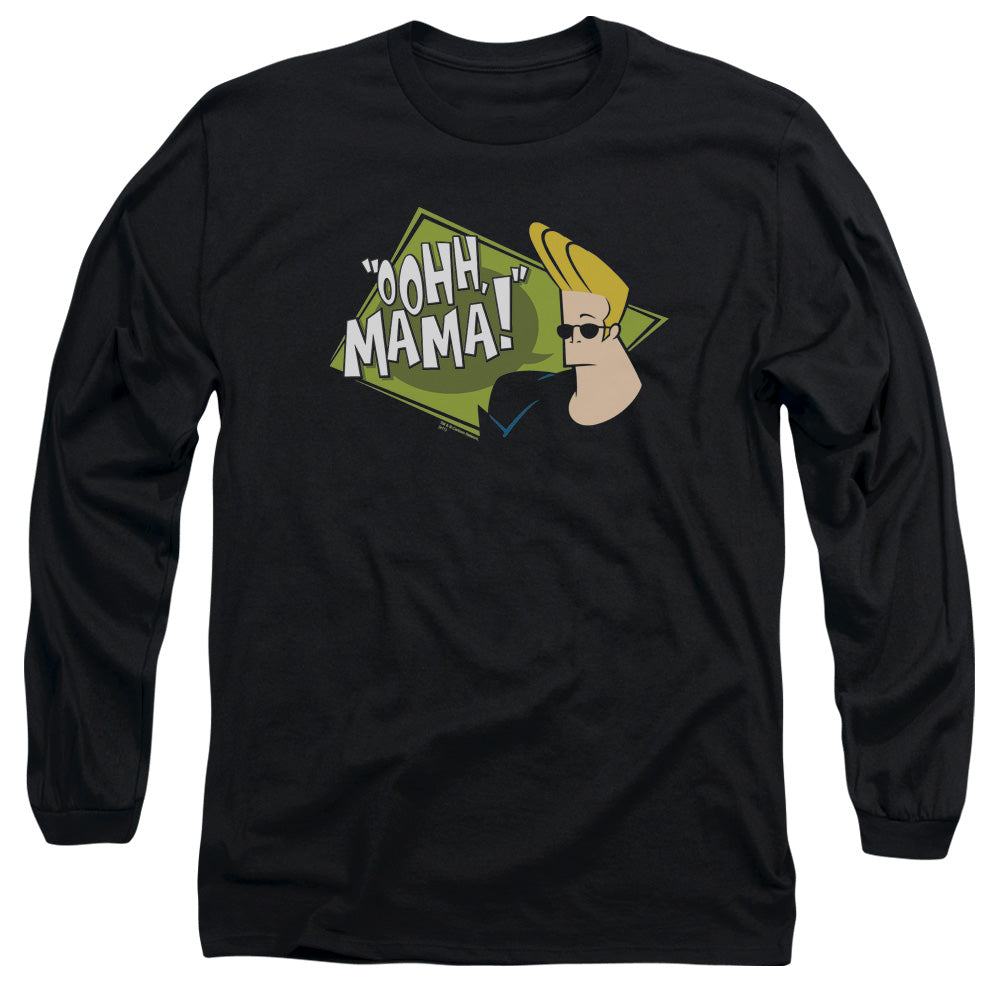 Johnny Bravo Oohh Mama Mens Long Sleeve Shirt Black Officially Licensed Officially Licensed