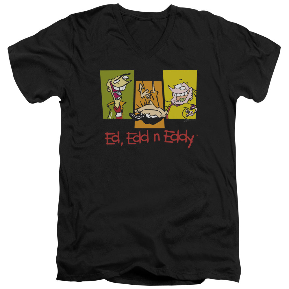 Ed Ed Eddy 3 Eds Mens Slim Fit V-Neck T Shirt Black Officially Licensed