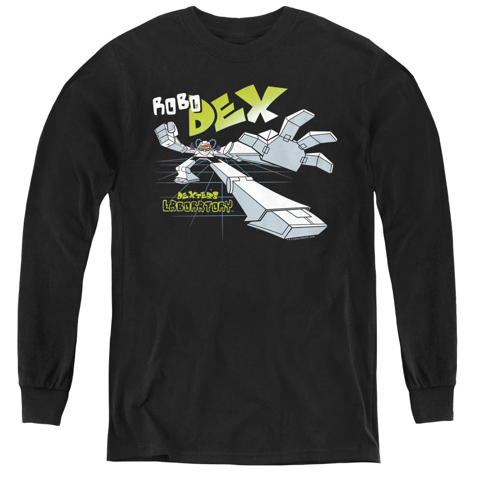 Dexters Laboratory Robo Dex Long Sleeve Kids Youth T Shirt Black Officially Licensed