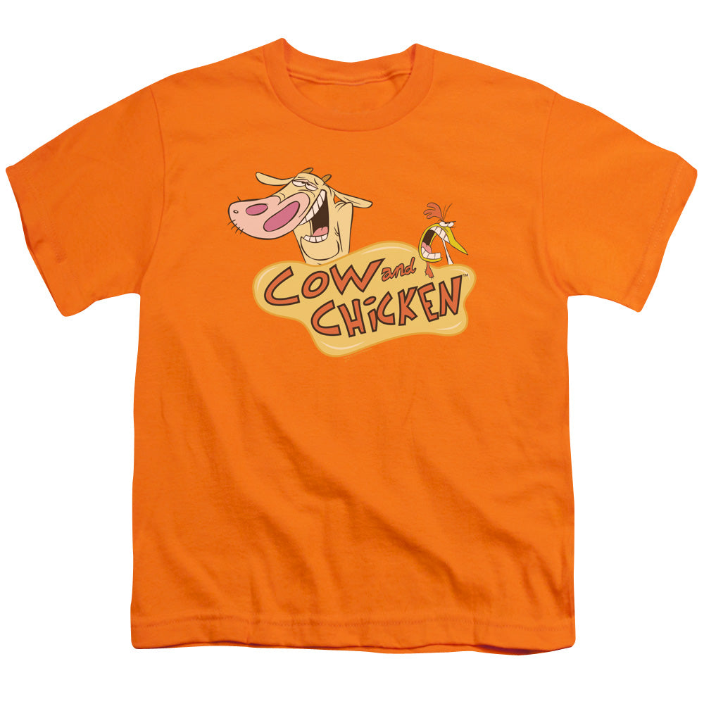 Cow & Chicken Logo Kids Youth T Shirt Orange Officially Licensed