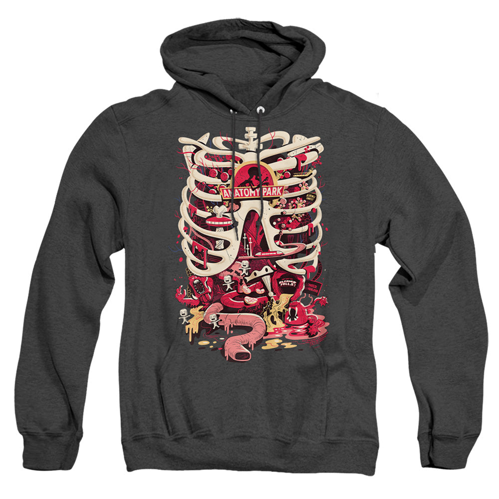 Rick And Morty Anatomy Park Logo Heather Mens Hoodie Black Officially Licensed