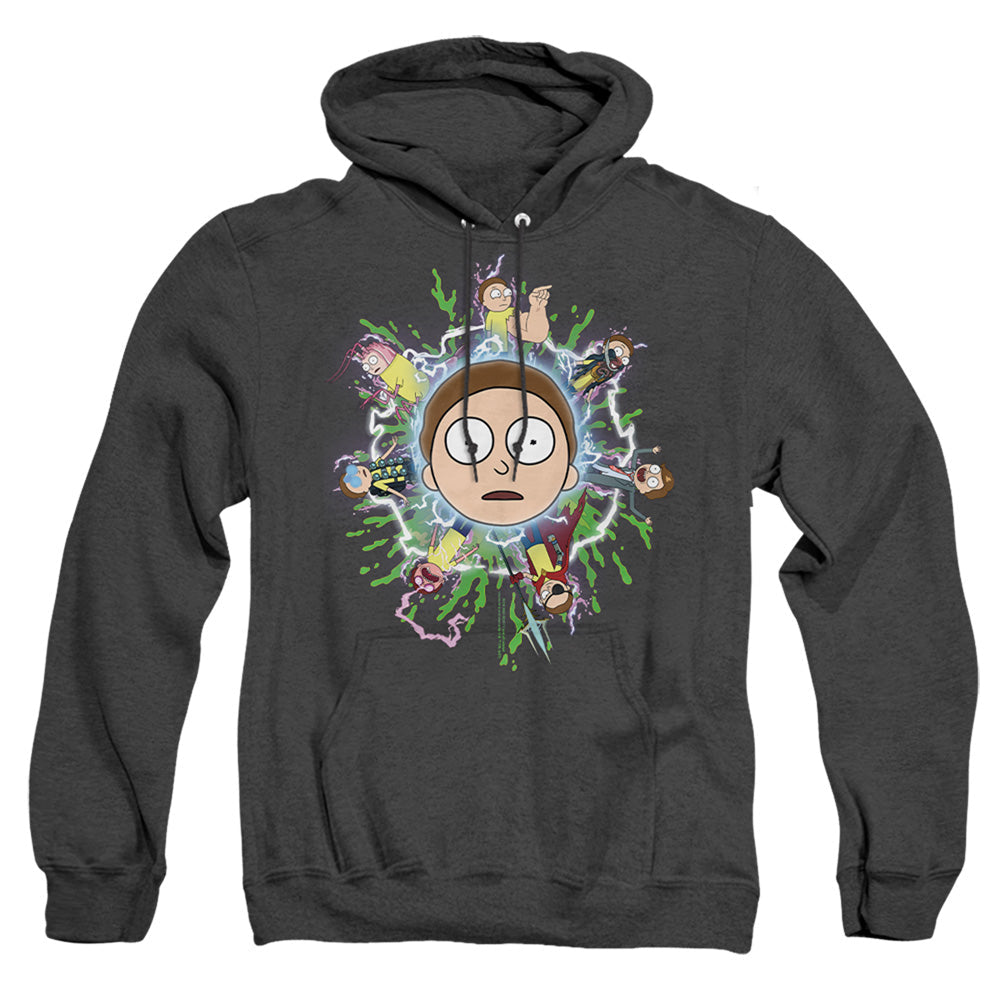Rick And Morty Multiple Morty Mens Heather Hoodie Black Officially Licensed