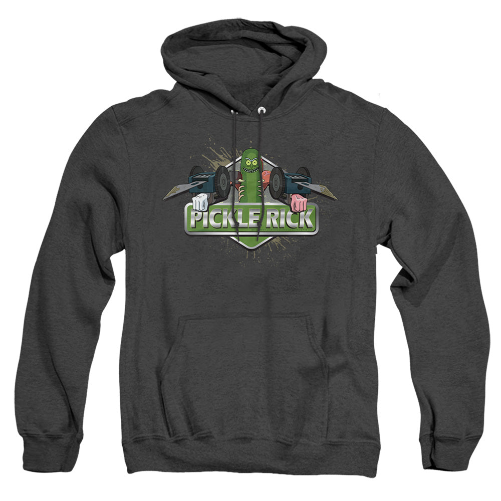 Rick And Morty Pickle Rick Mens Heather Hoodie Black Officially Licensed