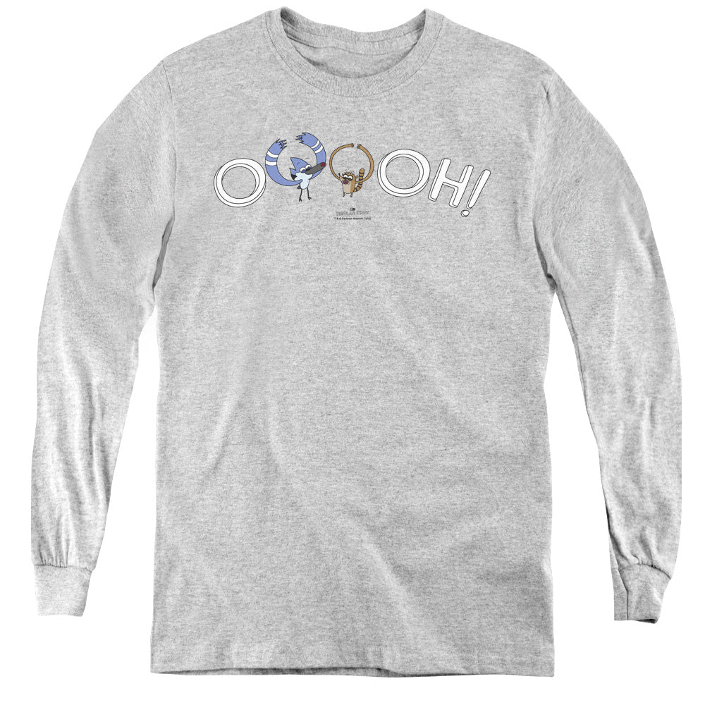 The Regular Show Ooooh Long Sleeve Kids Youth T Shirt Athletic Heather Officially Licensed