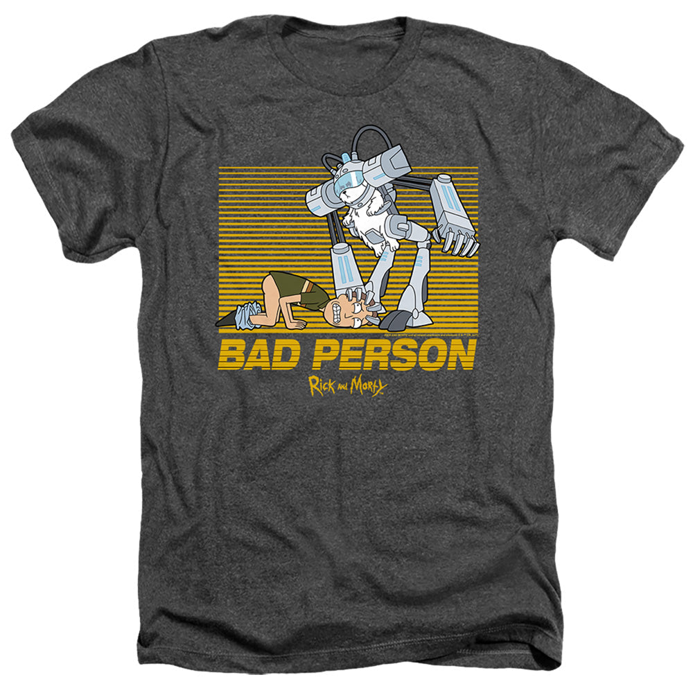 Rick And Morty Bad Person Heather Mens T Shirt Black Officially Licensed