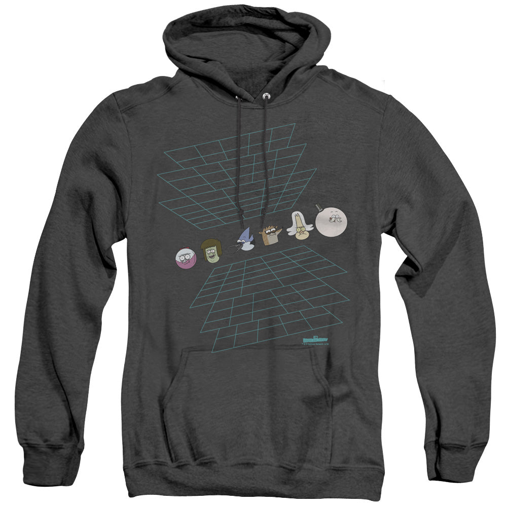 The Regular Show Regular Grid Heather Mens Hoodie Black Officially Licensed