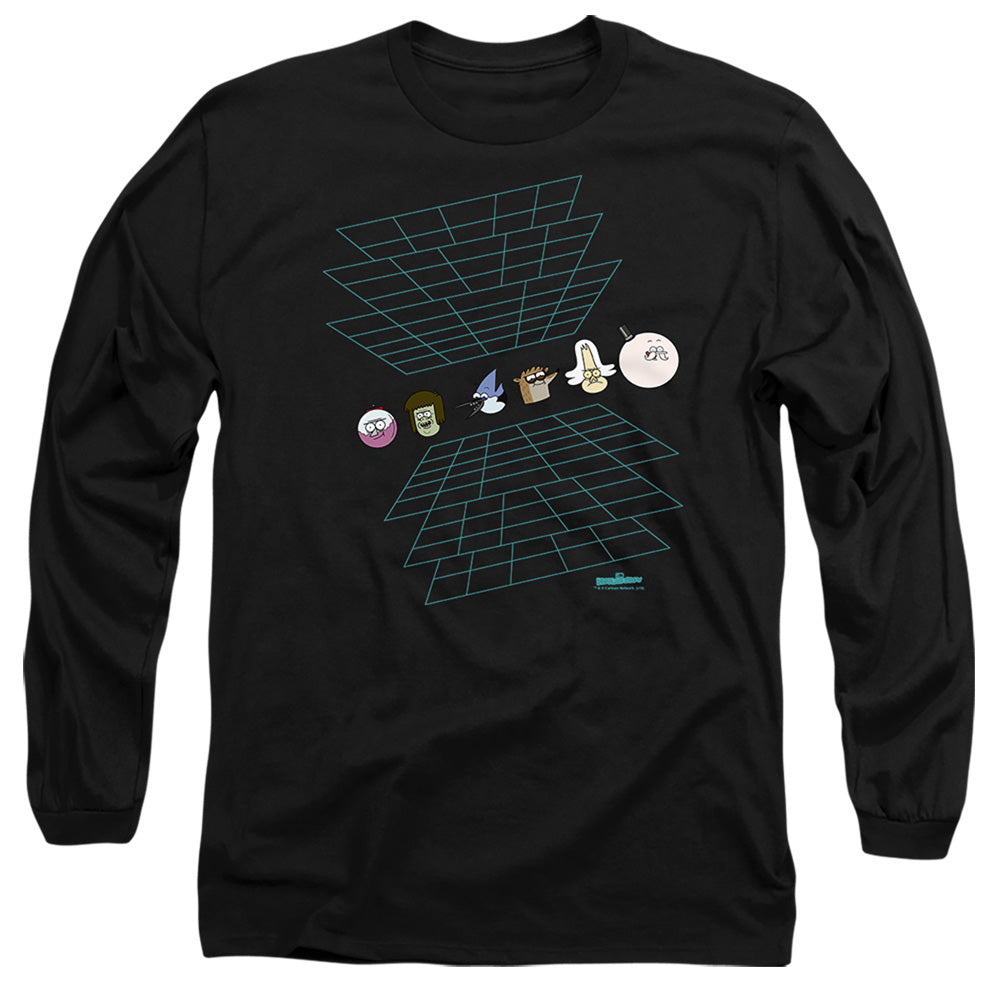 The Regular Show Regular Grid Mens Long Sleeve Shirt Black Officially Licensed