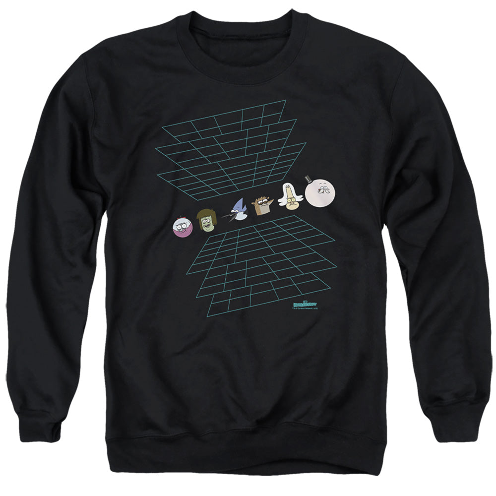 The Regular Show Regular Grid Mens Crewneck Sweatshirt Black Officially Licensed