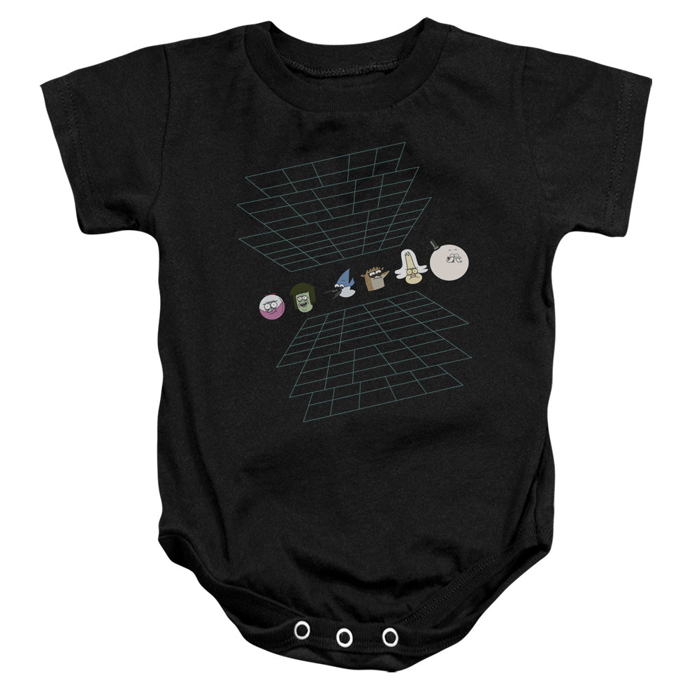 The Regular Show Regular Grid Infant Baby Snapsuit Black Officially Licensed