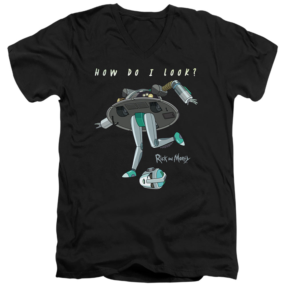 Rick And Morty How Do I Look? Mens Slim Fit V-Neck T Shirt Black Officially Licensed