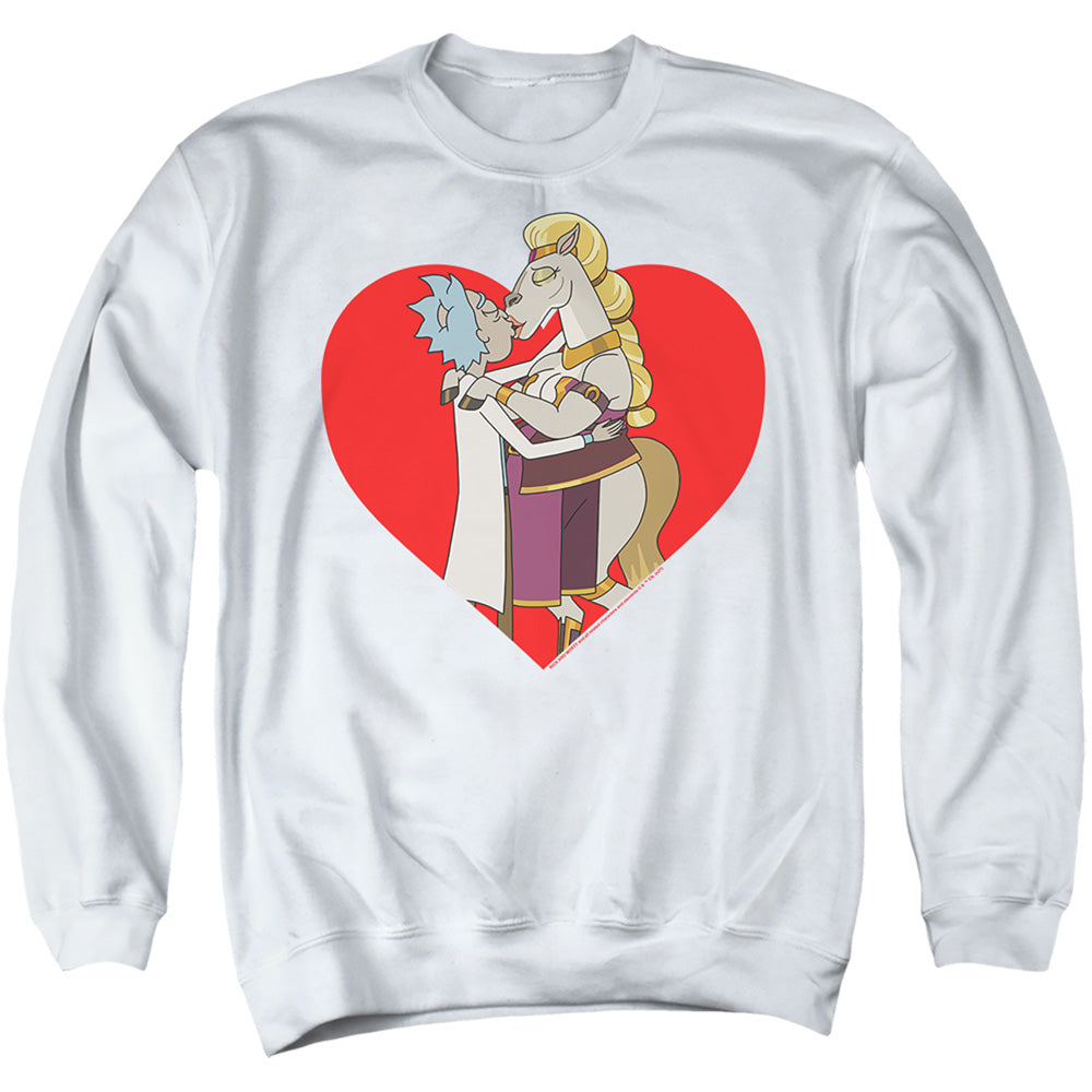 Rick And Morty Rick And Horse Kiss Mens Crewneck Sweatshirt White