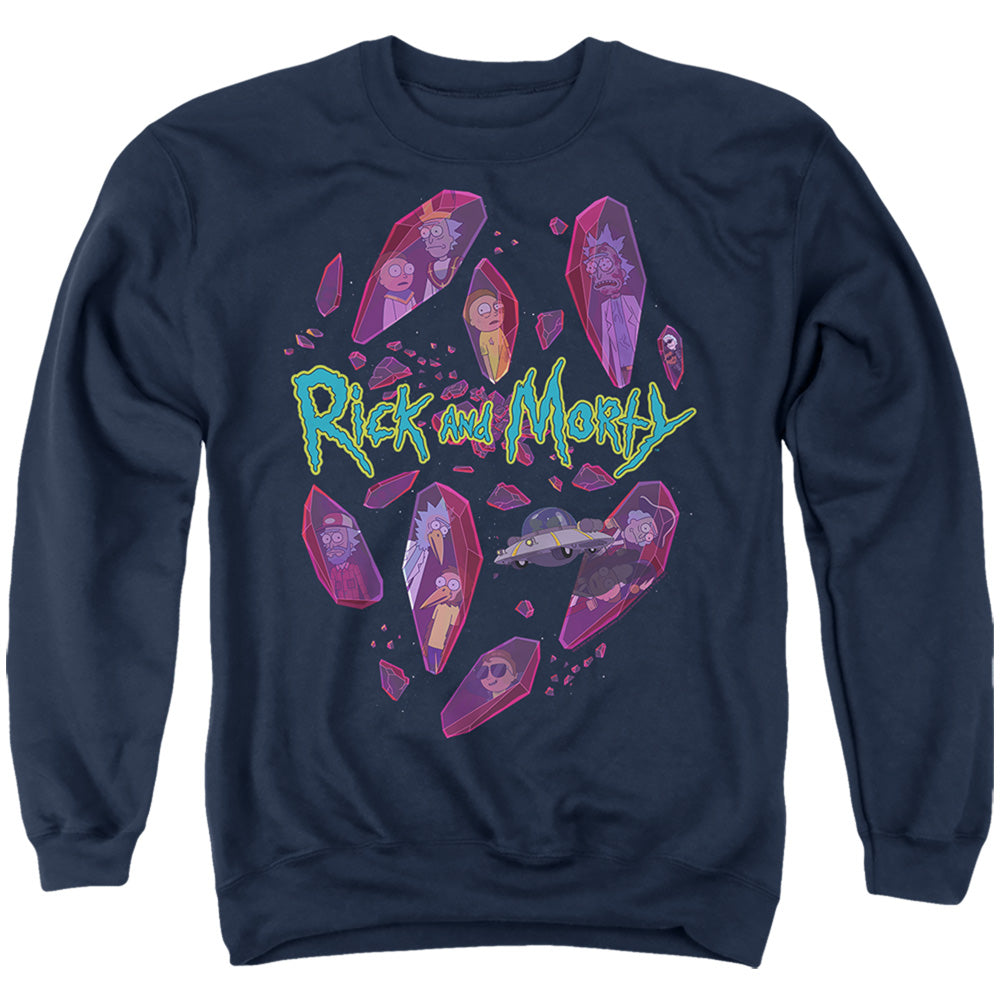 Rick And Morty Death Crystal Futures Mens Crewneck Sweatshirt Navy