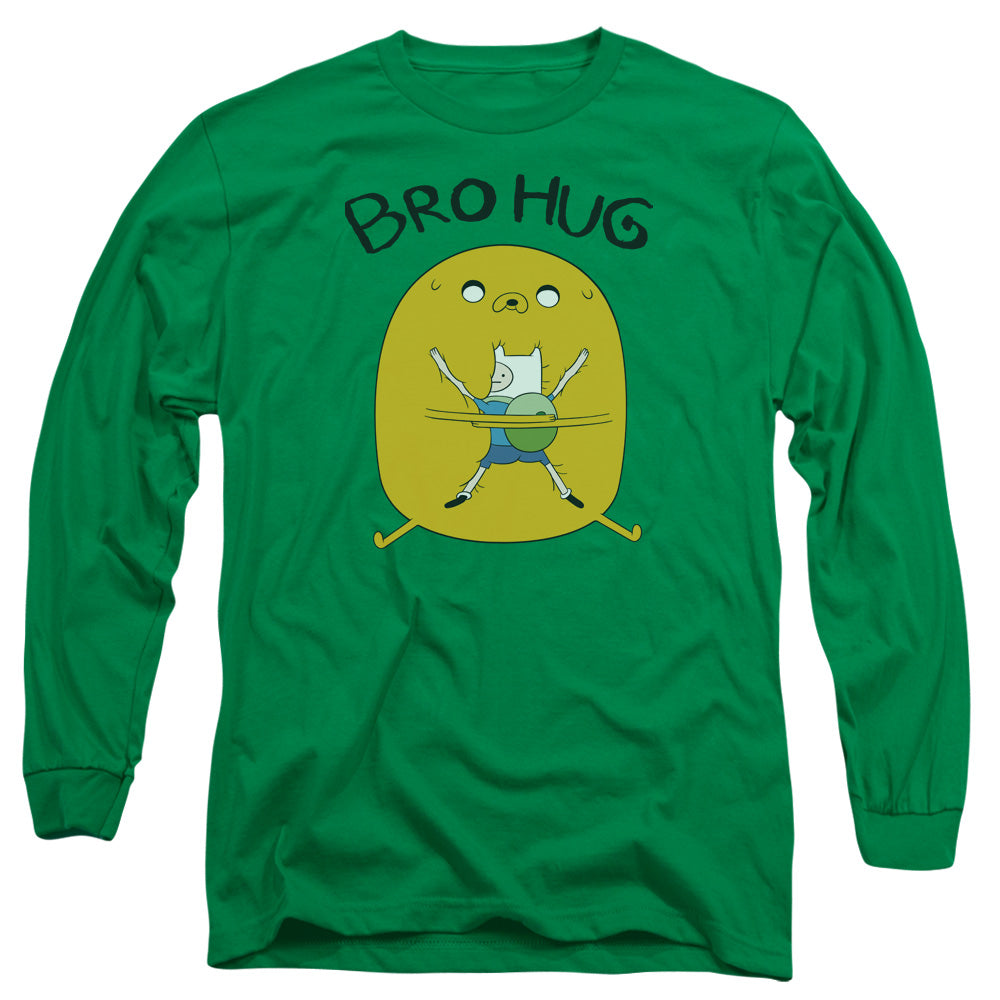 Adventure Time Bro Hug Mens Long Sleeve Shirt Kelly Green Officially Licensed