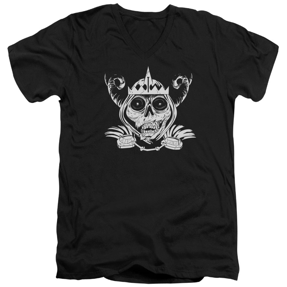 Adventure Time Skull Face Mens Slim Fit V Neck T Shirt Black Officially Licensed