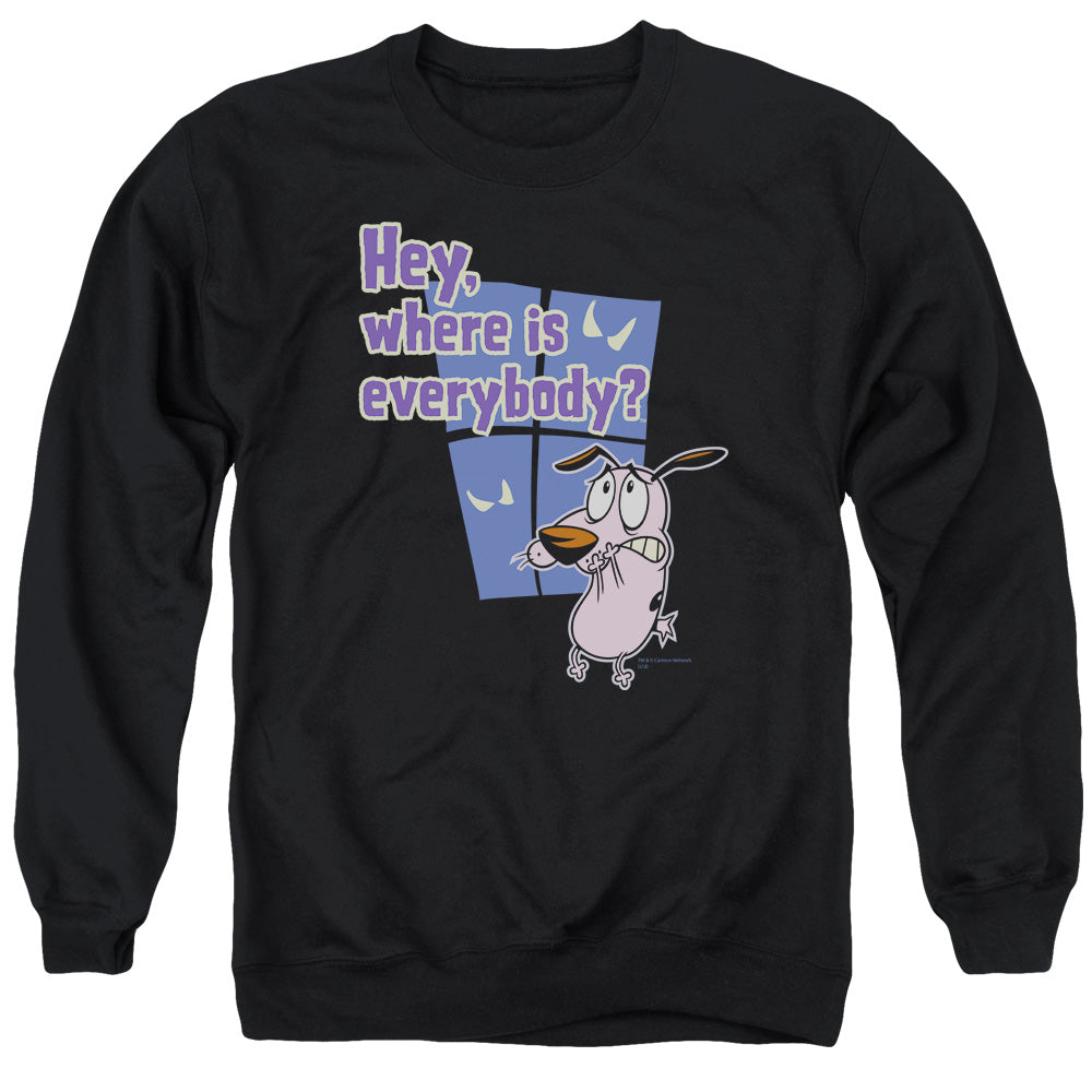 Courage Where Is Everybody Mens Crewneck Sweatshirt Black Officially Licensed