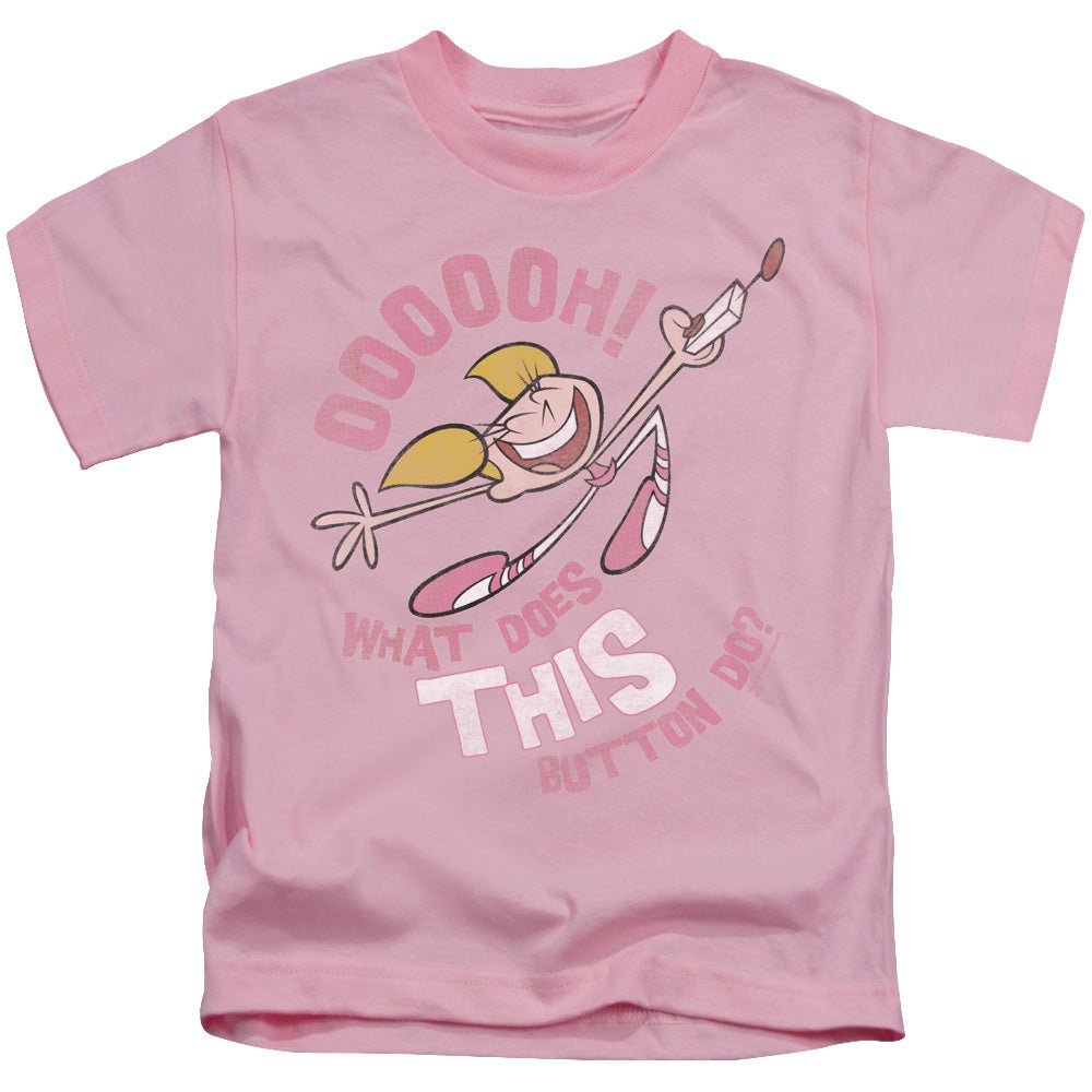 Dexters Laboratory Button Juvenile Kids Youth T Shirt Pink Officially Licensed