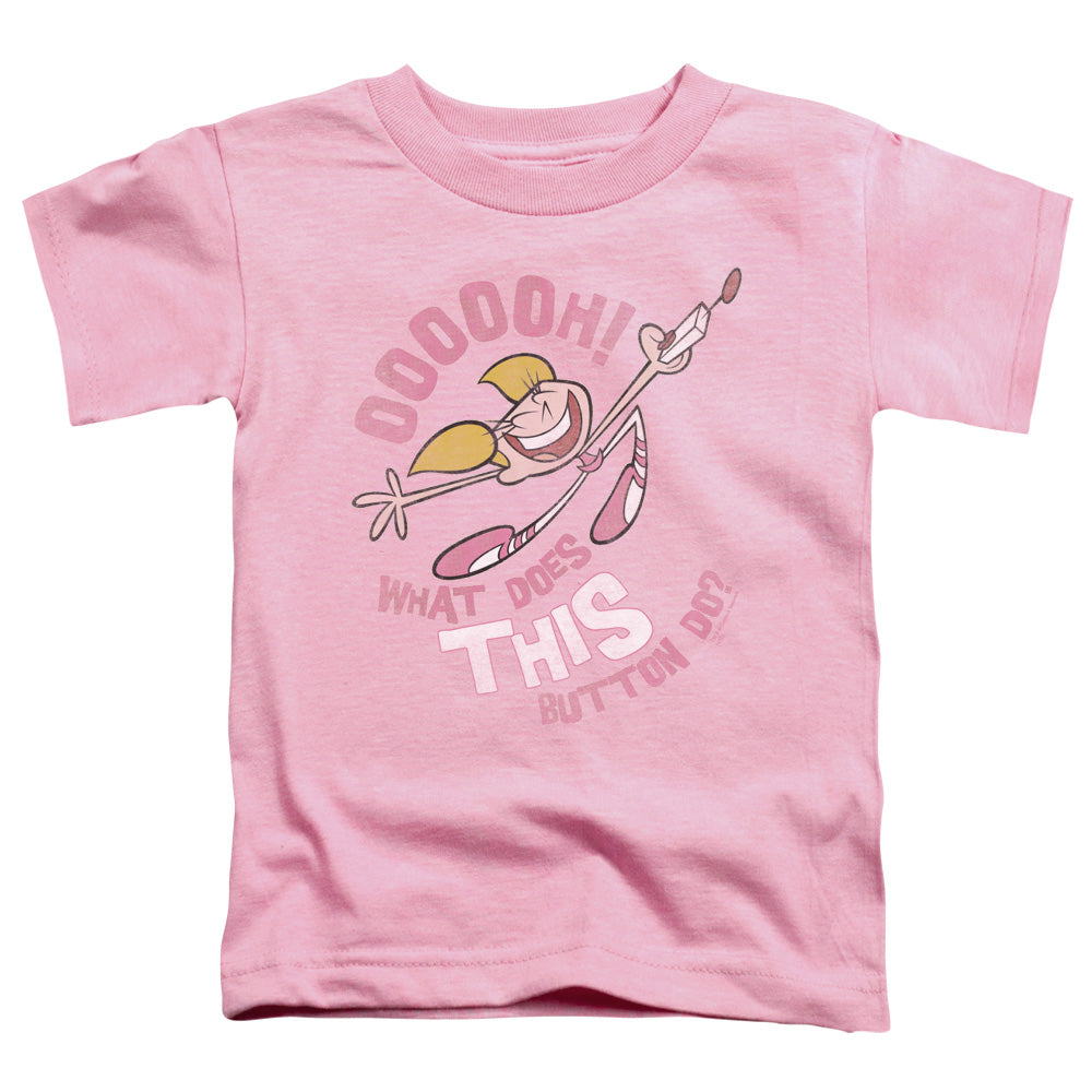 Dexters Laboratory Button Toddler Kids Youth T Shirt Pink Officially Licensed