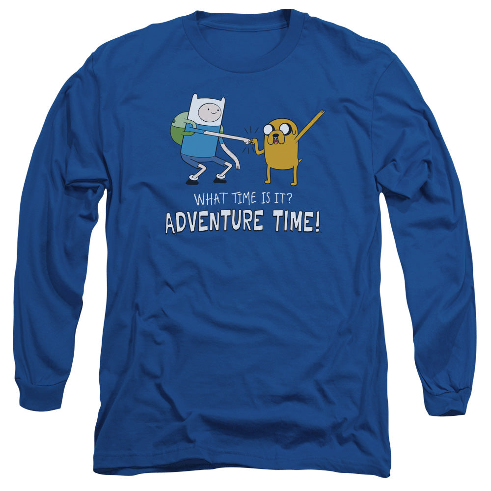 Adventure Time Fist Bump Mens Long Sleeve Shirt Royal Blue Officially Licensed