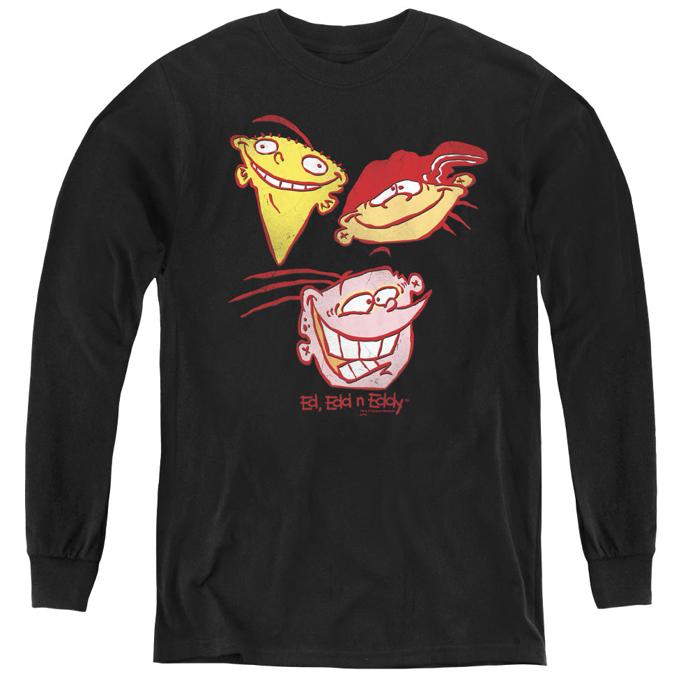 Ed Edd N Eddy Three Heads Long Sleeve Kids Youth T Shirt Black Officially Licensed